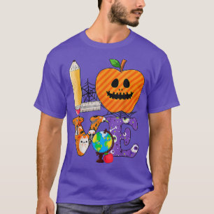 T-shirt Love Teacher Apple Scary Face Funny Teacher Hallow