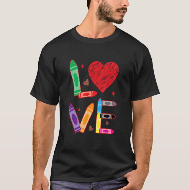 T-shirt Love Teacher School Happy Valentine's Day (Devant)