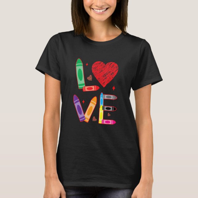 T-shirt Love Teacher School Happy Valentine's Day (Devant)