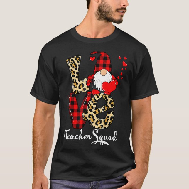 T-shirt Love Teacher Squad Gnome Hearts Valentines Gnome T (Devant)
