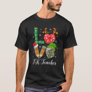 T-shirt LOVE TK Enseignant Noël Pyjama crayon Apple Livre