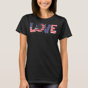 T-shirt Love Tournesol 4 juillet Femmes Drapeau Américain