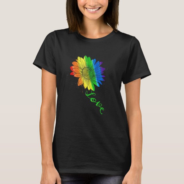 T-shirt Love tournesol floral Lgbtq Gay pride drapeau arc- (Devant)