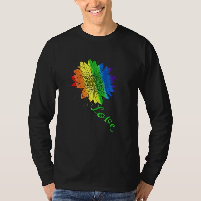T-shirt Love tournesol floral Lgbtq Gay pride drapeau arc- (Devant)