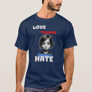 T-shirt LOVE TRUMPS HAINE -anti Donald tee