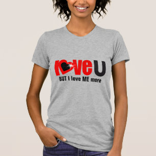 T-shirt "love U" MAIS je m'aime PLUS rouge noir top