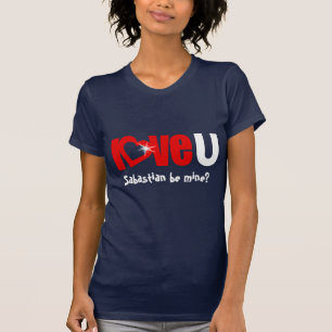 T-shirt "love U" nom être mien étincelant blanc coeur text