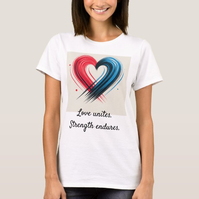 T-shirt Love Unites - Coeur gras avec message de S (Devant)
