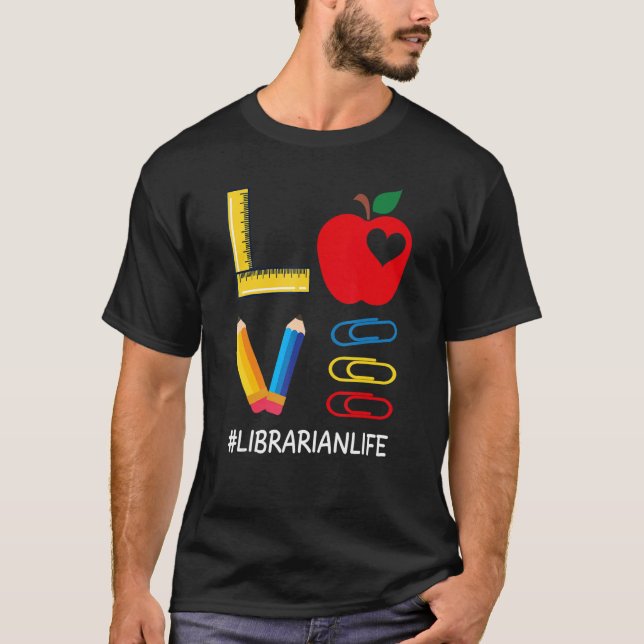 T-shirt LOVE Valentines Day Apple Pencil Crayon Cute Libra (Devant)