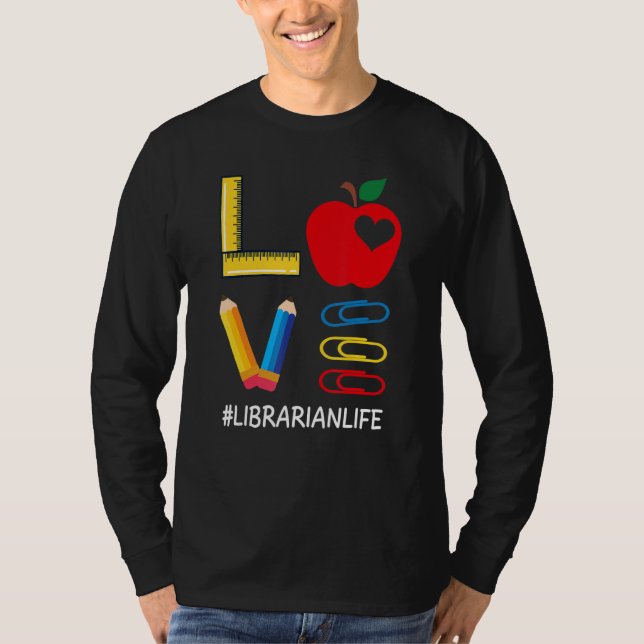 T-shirt LOVE Valentines Day Apple Pencil Crayon Cute Libra (Devant)
