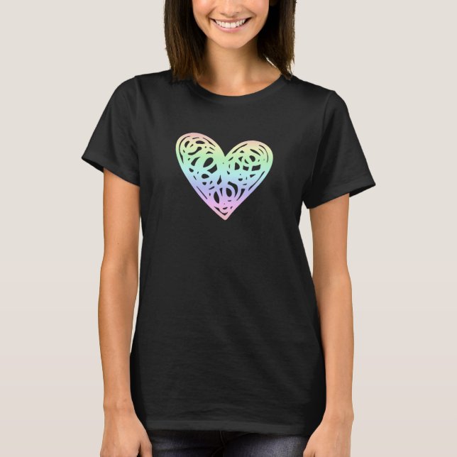 T-shirt Love Valentine's Day Pastel Rainbow Heart (Devant)