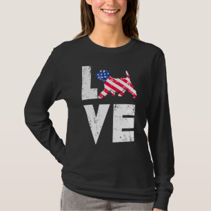 T-shirt Love West Highland Terrier Westie Us American Flag