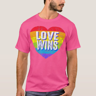 T-shirt Love Win Coeur Arc en Ciel de Paix Pride Lesbian G