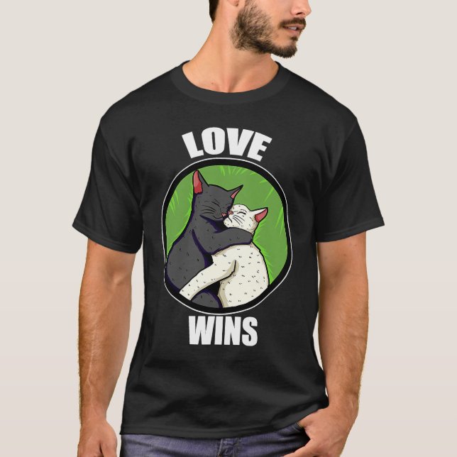 T-shirt Love Wins Cuddle Cat Kitty Cuddly (Devant)