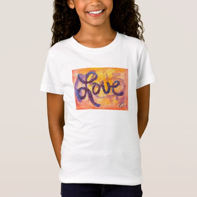 T-Shirt Love Word Sunset Golden Glow Parties scintillant A (Devant)