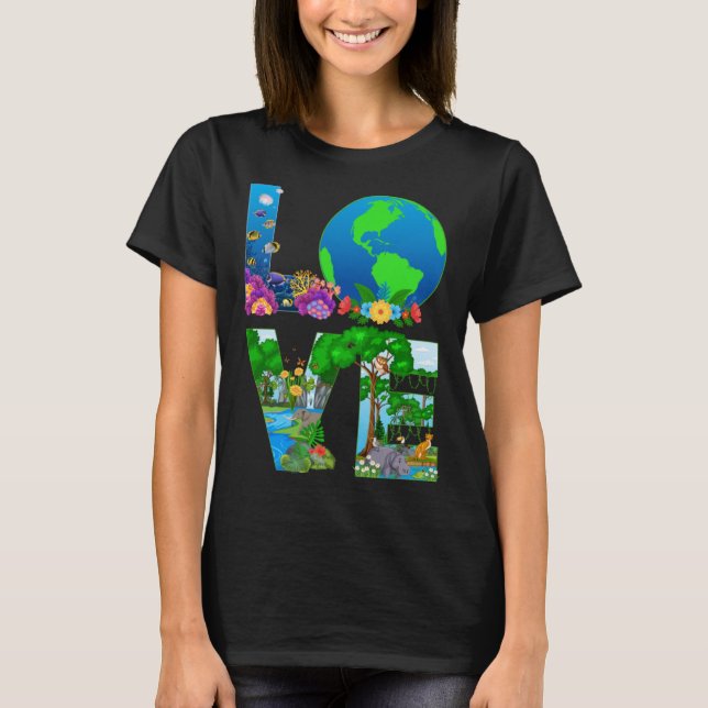 T-shirt Love World Jour des terres 2023 Planet De l'enviro (Devant)