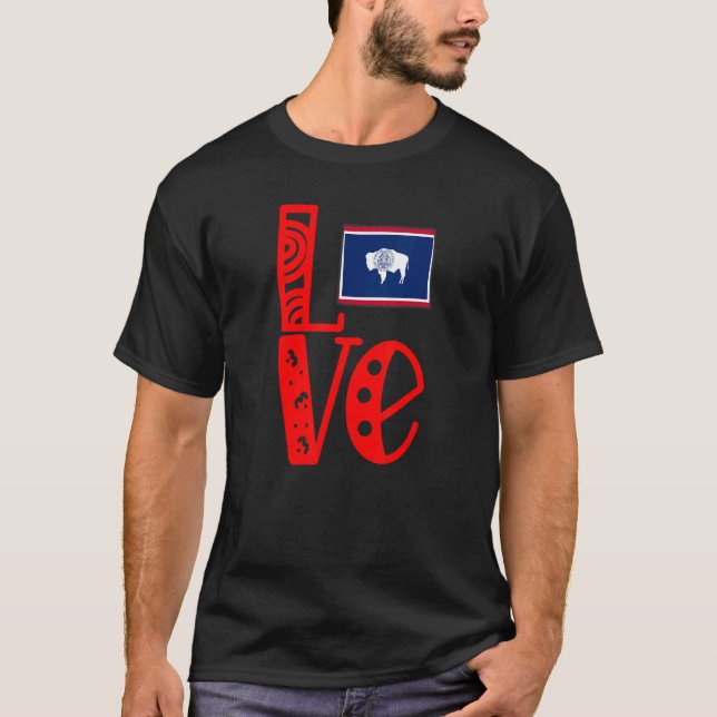 T-shirt Love Wyoming In Block Letters (Devant)
