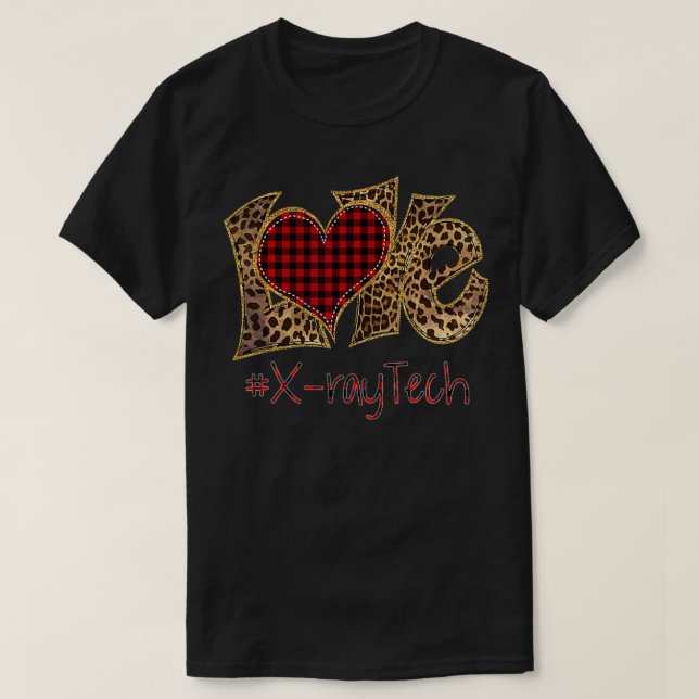 T-shirt Love Xray Tech Leopard Mied Flannel Valentine's Da (Design devant)