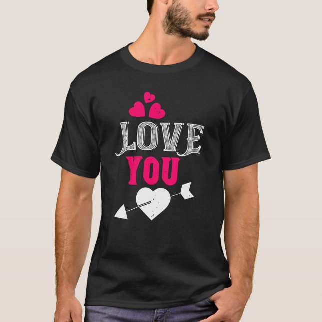 T-shirt Love You Coeur et Flèche Design (Devant)