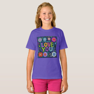 T-shirt Love You, design vintage coloré,