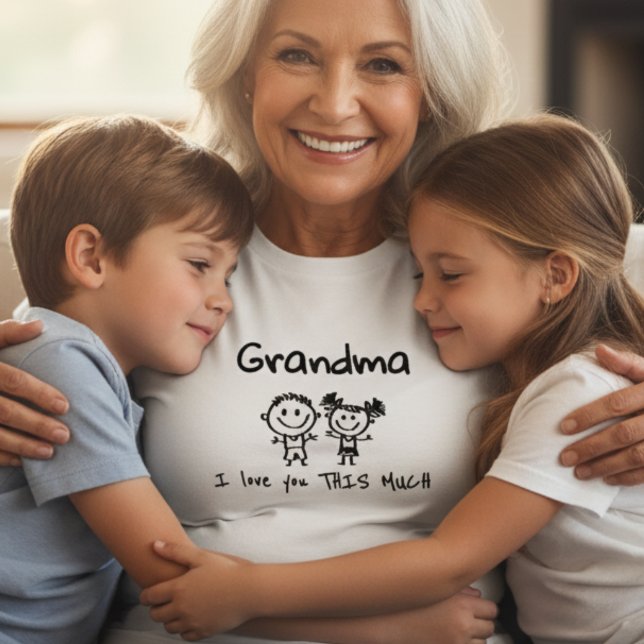 T-shirt Love You Grandma Kids Art Personalized Gift (Créateur téléchargé)