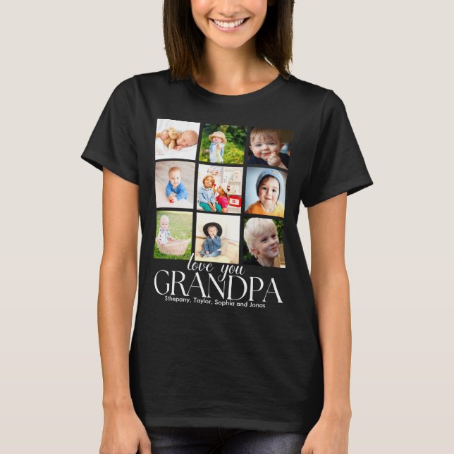 T-shirt Love You Grandpa Beautiful Collage 9 Photos  (Devant)
