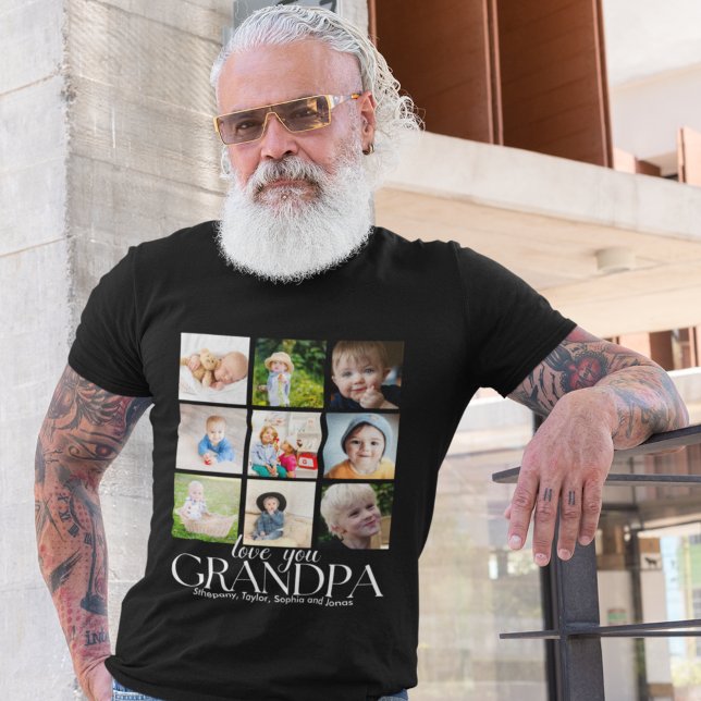 T-shirt Love You Grandpa Beautiful Collage 9 Photos  (Créateur téléchargé)