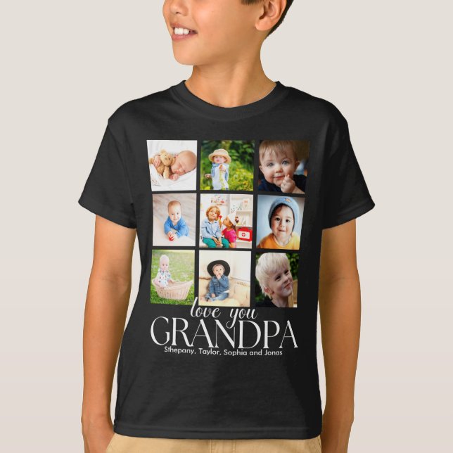T-shirt Love You Grandpa Beautiful Collage 9 Photos  (Devant)
