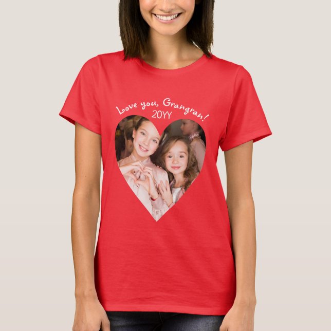 T-shirt Love You Heart Photo Frame mignonne (Devant)