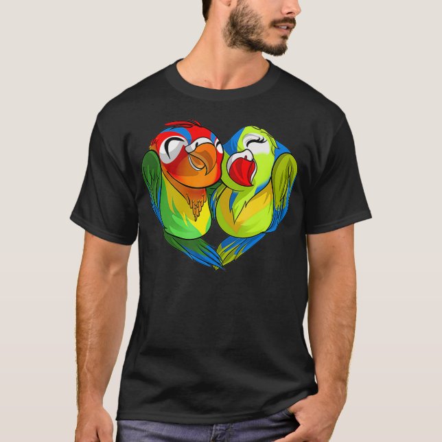 T-shirt Lovebirds Parrots Coeur mignonne Valentines (Devant)
