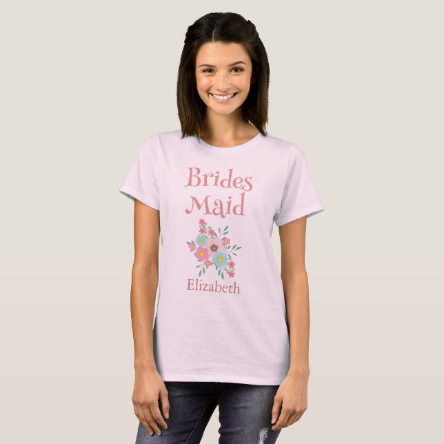 T-shirt Lovely Bridesmaid Mariage Floral (Devant entier)