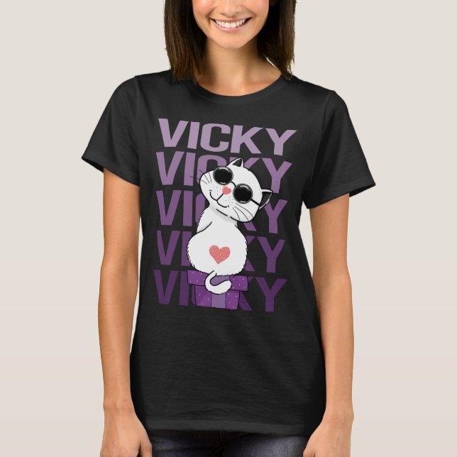 T-shirt Lovely Cat - Nom Vicky (Devant)