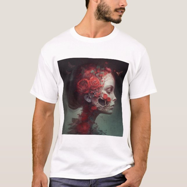 T-shirt Lovely Floral Women Skull (Devant)