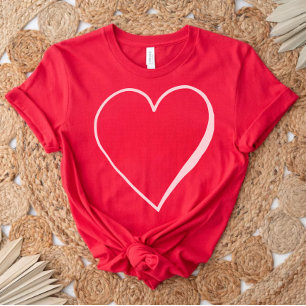 T-shirt Lovely Heart Red Shirt, Valentines Cadeau pour ell