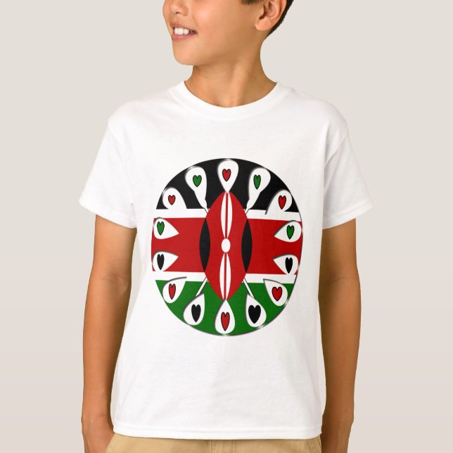 T-shirt Lovely Hearts Kenya : Drapeau Art Motif (Devant)