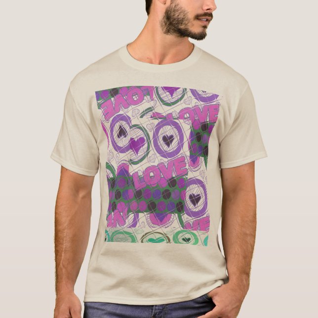 T-shirt Lovely Love Heart Motif Art Imprimer (Devant)