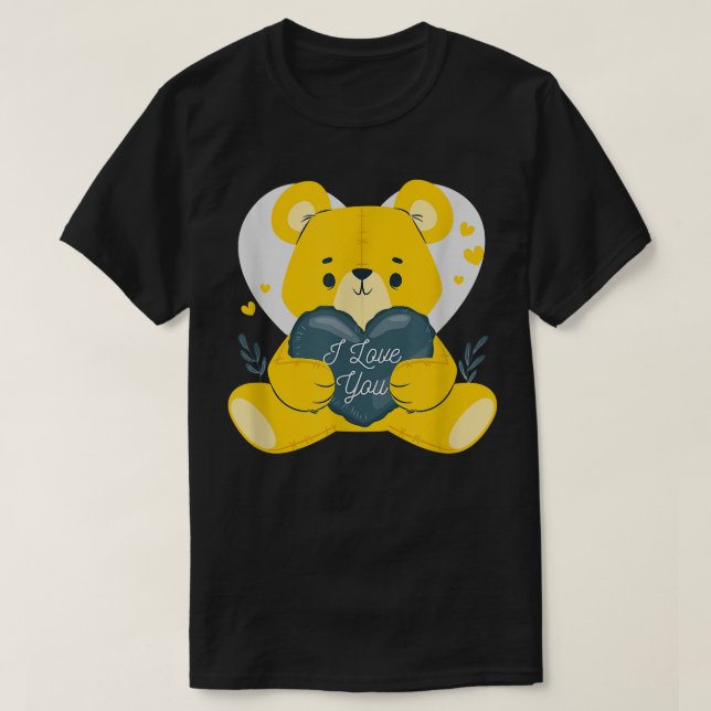 T-shirt Lovely Oear With Heart Je t'aime Valentine Don M (Design devant)
