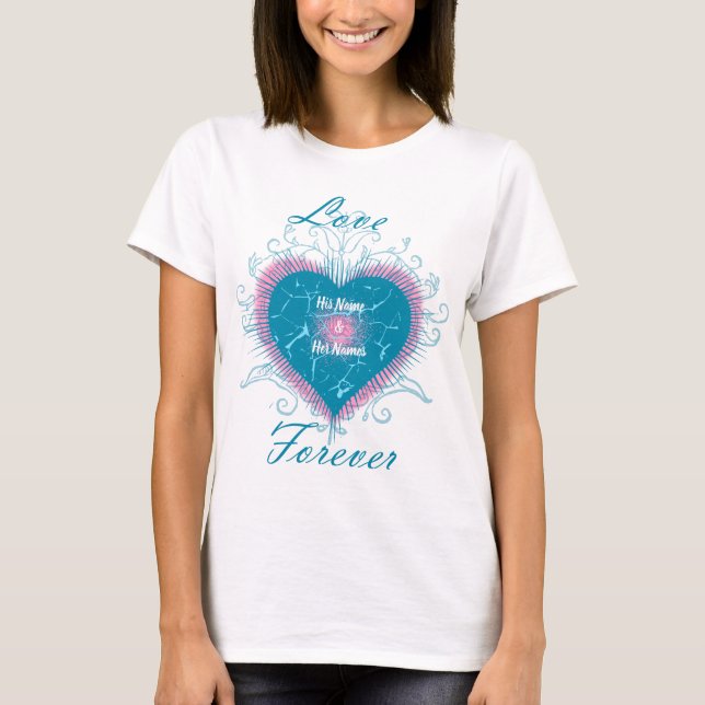 T-shirt Lover Forever melle conception de coeur rose (Devant)
