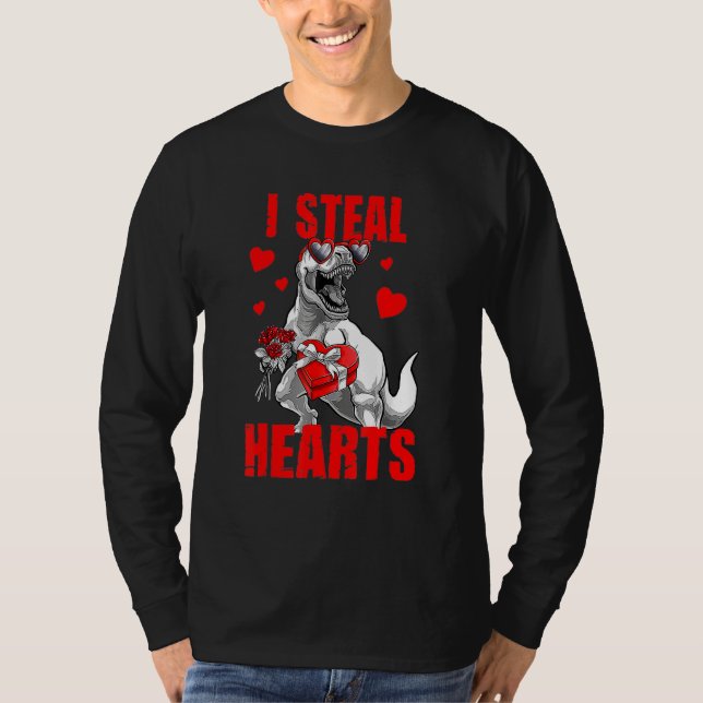 T-shirt Lover I Steal Hearts Valentine Cute T Rex Valentin (Devant)