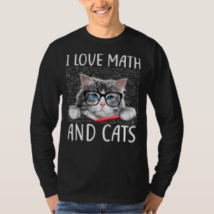 T-shirt Lover Love Math And Cats Cute Kitty Cat Feline