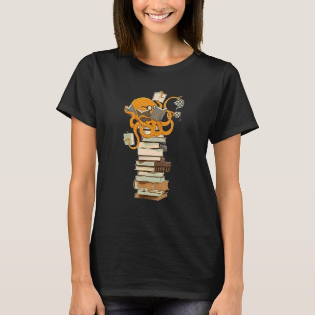 T-shirt Lover Octopus Reading Book Back To School Funny Gi (Devant)