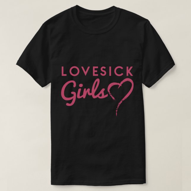 T-shirt Lovesick filles rose noire (Design devant)