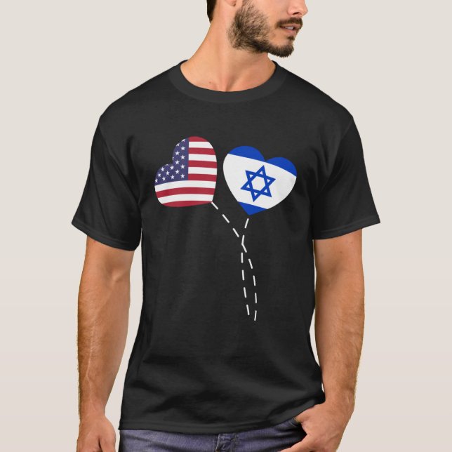 T-shirt Loving USA Israel Flag Heart Israeli Americans Lov (Devant)