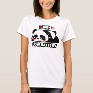T-shirt Low Battery Panda Funny Tired Mood Graphic
