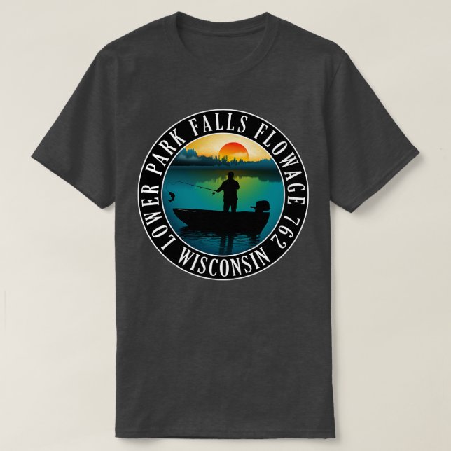 T-shirt Lower Park Falls Flowage 762 Wisconsin Fishing (Design devant)