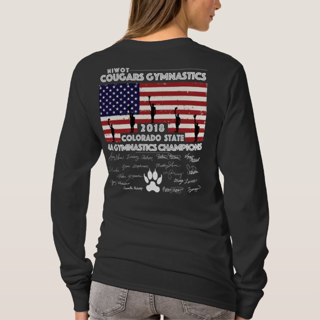 T-shirt LS de champions d'état de la gymnastique 2018 de (Dos)