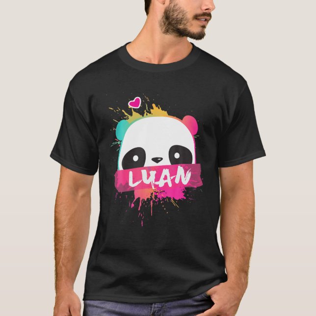 T-shirt LUAN - Nom Des Mignons Garçons Avec Panda Adorable (Devant)