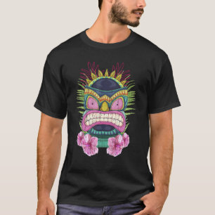 T-shirt Luau Parti Polynésien Tiki Masque Statue Hawaiienn