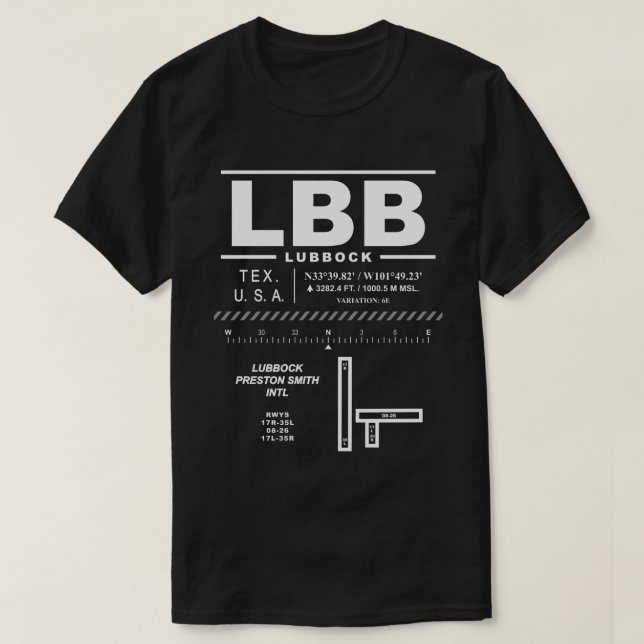 T-shirt Lubbock Preston Smith International Airport LBB (Design devant)