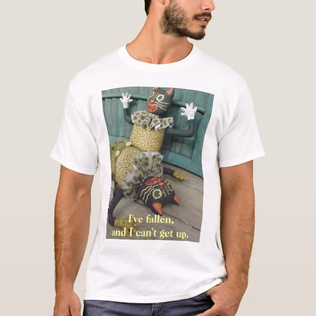 T-shirt Luc tombé ne peut pas se lever, je suis tombé, et (Devant)